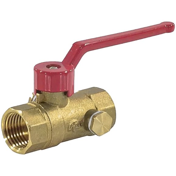 Кран латунный шаровой DN 15 PN 16 с дренажными патрубками G1/2'' муфта-муфта рычаг Пензапромарматура Кран латунный шаровой DN 15 PN 16 с дренажными патрубками G1/2'' муфта-муфта рычаг Пензапромарматура