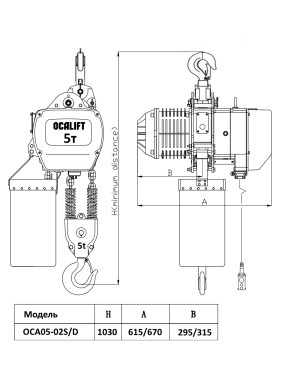 ТАЛЬ ЦЕПНАЯ СТАЦИОНАРНАЯ OCALIFT 05-02S 5Т 12М