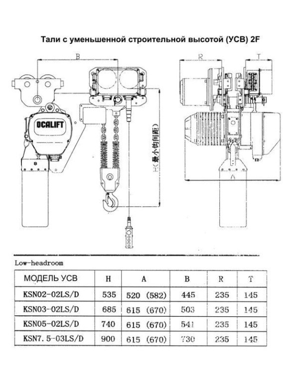ТАЛЬ ЦЕПНАЯ ДВУХСКОРОСТНАЯ ПЕРЕДВИЖНАЯ OCALIFT 05-02LHD 5Т 6М УСВ