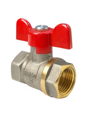 Кран латунный шаровой Valfex.217.NB1 11Б27фт1М DN 32 PN 40 никелированный муфта-муфта бабочка