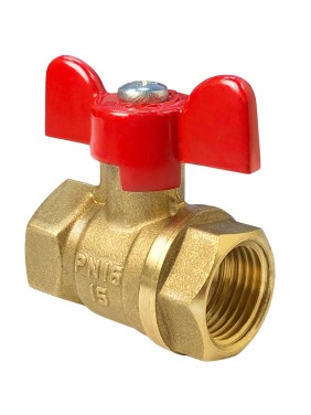 Кран латунный шаровой Valfex.217.LB1 11Б27фт1М DN 20 PN 40 муфта-муфта бабочка