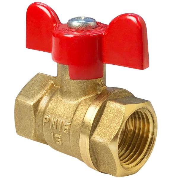 Кран латунный шаровой Valfex.217.LB1 11Б27фт1М DN 20 PN 40 муфта-муфта бабочка