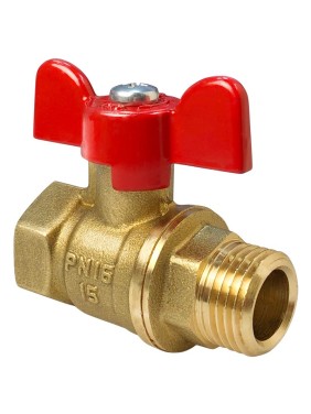 Кран латунный шаровой Valfex.218.LB1 11Б27фт1М DN 15 PN 40 муфта-штуцер бабочка