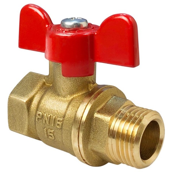 Кран латунный шаровой Valfex.218.LB1 11Б27фт1М DN 15 PN 40 муфта-штуцер бабочка