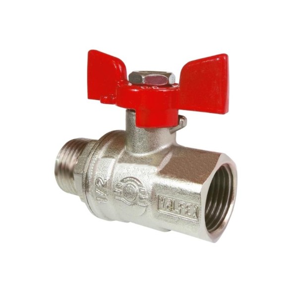 Кран латунный шаровой Valfex Premium.218.NB1 усиленный Н 11Б27фт1М DN 20 PN 40 никелированный муфта-штуцер бабочка Кран латунный шаровой Valfex Premium.218.NB1 усиленный Н 11Б27фт1М DN 20 PN 40 никелированный муфта-штуцер бабочка