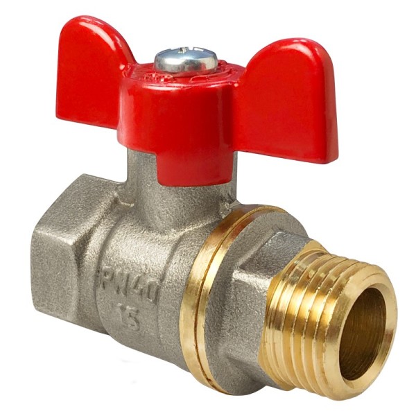 Кран латунный шаровой Valfex.218.NB1 11Б27фт1М DN 20 PN 40 никелированный муфта-штуцер бабочка