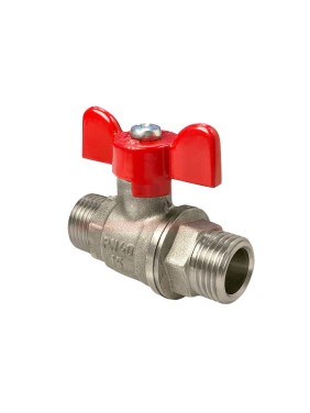 Кран латунный шаровой Valfex.219.NB1 11Б27фт1М DN 20 PN 40 никелированный штуцер-штуцер бабочка