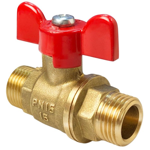 Кран латунный шаровой Valfex.219.LB1 11Б27фт1М DN 20 PN 40 штуцер-штуцер бабочка