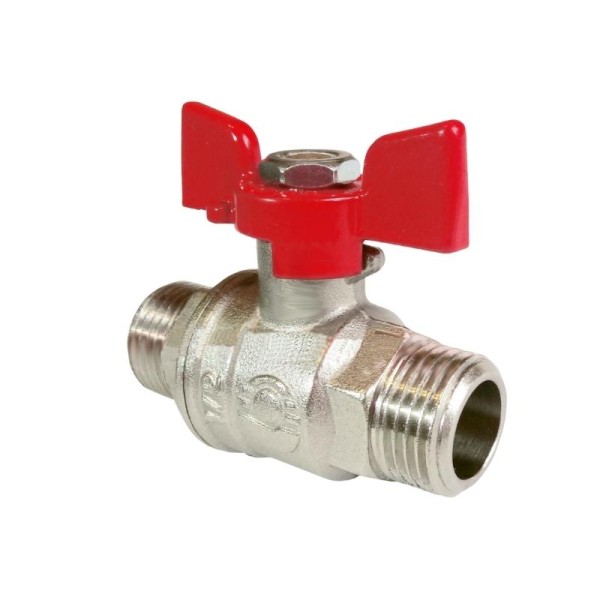 Кран латунный шаровой Valfex Premium.219.NB1 усиленный Н 11Б27фт1М DN 20 PN 40 никелированный штуцер-штуцер бабочка