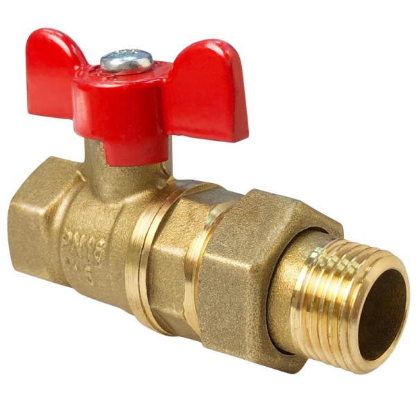 Кран латунный шаровой Valfex.227.LB1 11Б27фт1М DN 15 PN 40 американка бабочка