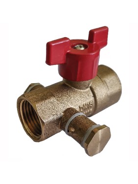 Кран латунный шаровой DN 15 PN 16 с дренажными патрубками G1/2'' муфта-муфта бабочка Пензапромарматура