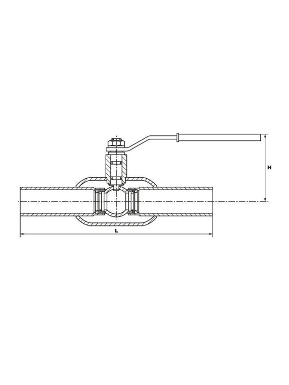 Кран стальной шаровой цельносварной КШ.Ф DN 25 PN 40 230мм стандартнопроходной приварной с ручкой PR