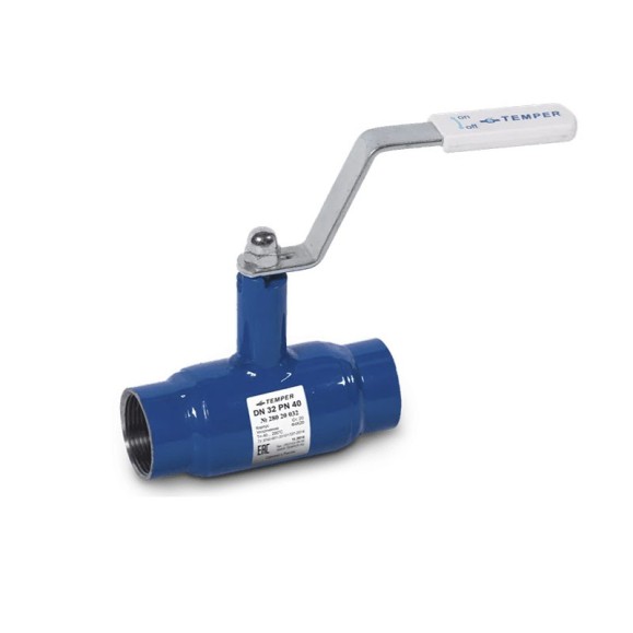Кран стальной шаровой DN 80-65 PN25 200мм муфта-муфта с ручкой Temper