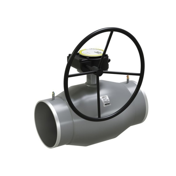 Кран стальной шаровой цельносварной  DN 125 PN 25 330мм стандартнопроходной приварной с редуктором LD Regula