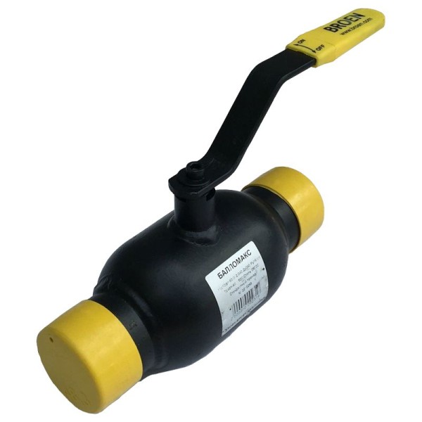 Кран стальной шаровой цельносварной 11с10фт DN 25 PN 16 150мм стандартнопроходной приварной с ручкой Broen