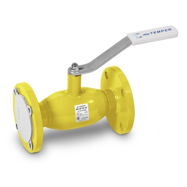 Кран стальной шаровый DN 25 PN 40 160мм газовый полнопроходной фланцевый Temper