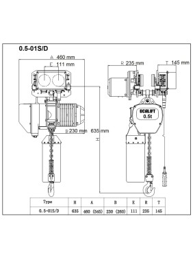 ТАЛЬ ЦЕПНАЯ ДВУХСКОРОСТНАЯ ПЕРЕДВИЖНАЯ OCALIFT 005-01D 0.5 Т 6М