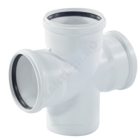 Крестовина PP-H 1-плоскостная бесшумная белая RAUPIANO PLUS Дн 110х110х110х87гр б/нап в/к Rehau 11215541001