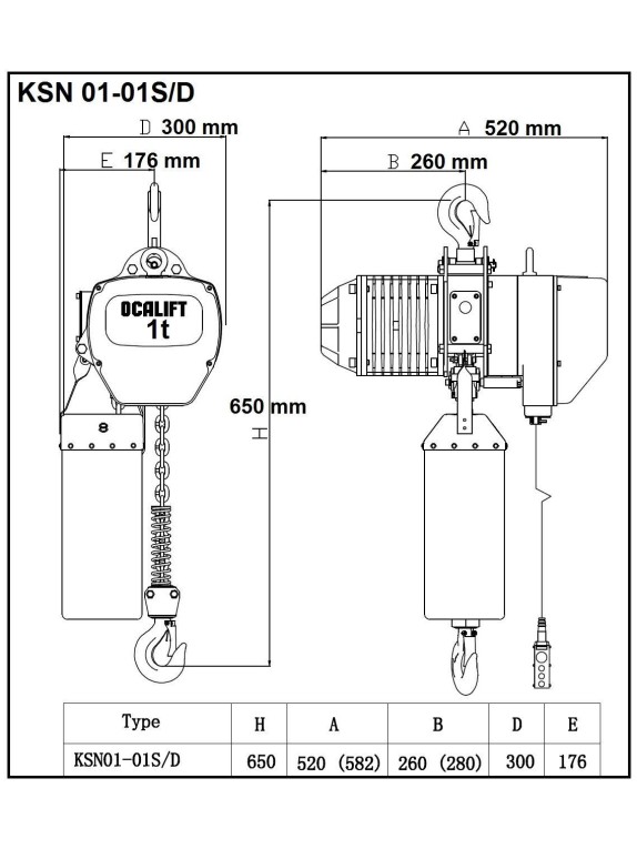 ТАЛЬ ЦЕПНАЯ СТАЦИОНАРНАЯ OCALIFT 01-01S 1Т 3М