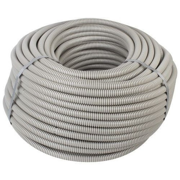 Гофро-труба ПВХ с зондом лёгкая (серая) d 20 мм (100м)