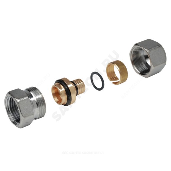 Муфта для МП/PE-X труб латунь хром ВР R187F Giacomini Муфта для МП/PE-X труб латунь хром ВР R187F Giacomini