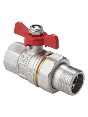 Кран латунный шаровой MVI BV.520 DN 32 PN 40 никелированный полнопроходной американка бабочка