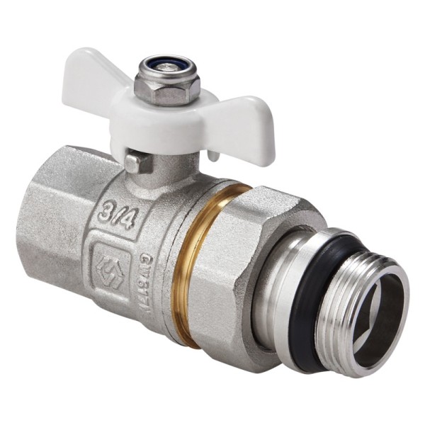 Кран латунный шаровой MVI BV.521 DN 20 PN 40 с уплотнением никелированный полнопроходной американка бабочка