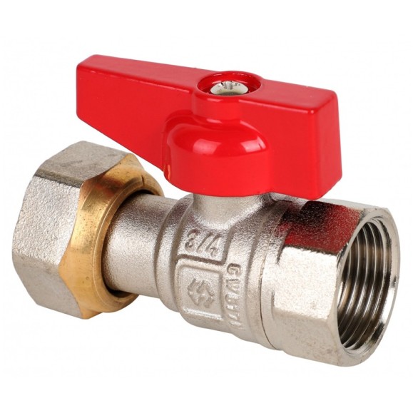 Кран латунный шаровой MVI BV.530 DN 15 PN 40 никелированный полнопроходной бабочка муфта-накидная гайка
