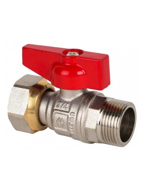 Кран латунный шаровой MVI BV.531 DN 20 PN 40 никелированный полнопроходной бабочка штуцер-накидная гайка