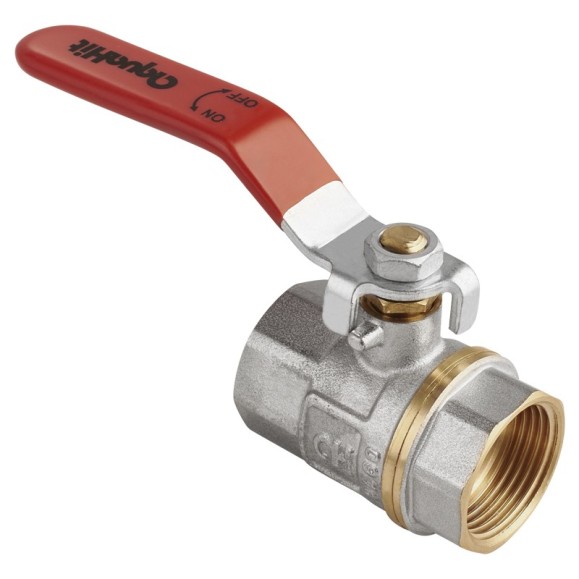 Кран латунный шаровой MVI AquaHit BV.311.04 DN 32 PN 25 рычаг муфта-муфта полнопроходной никелированный