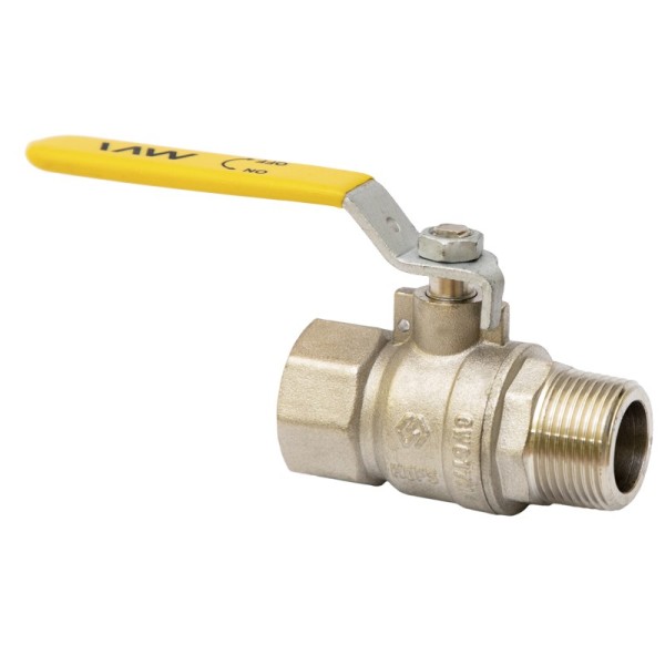 Кран латунный шаровой газовый MVI BV.812 DN 20 PN 25 никелированный полнопроходной муфта-штуцер рычаг