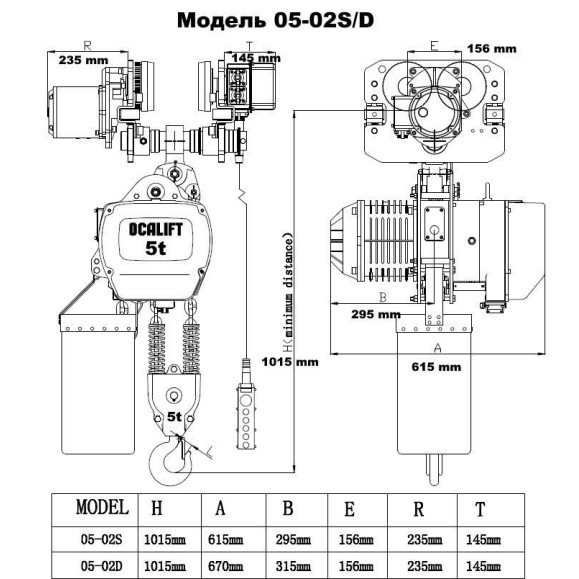ТАЛЬ ЦЕПНАЯ ПЕРЕДВИЖНАЯ OCALIFT 05-02s  5Т 12М