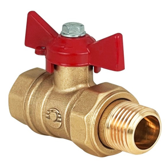 Кран латунный шаровой 11Б27фт1М DN 25 PN 40 бабочка-американка Valfex.230 DeltaPro