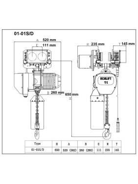 ТАЛЬ ЦЕПНАЯ ПЕРЕДВИЖНАЯ OCALIFT 01-01s  1Т 6М