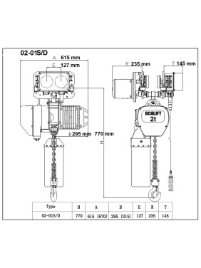 ТАЛЬ ЦЕПНАЯ ПЕРЕДВИЖНАЯ OCALIFT 02-01s  2Т 18М
