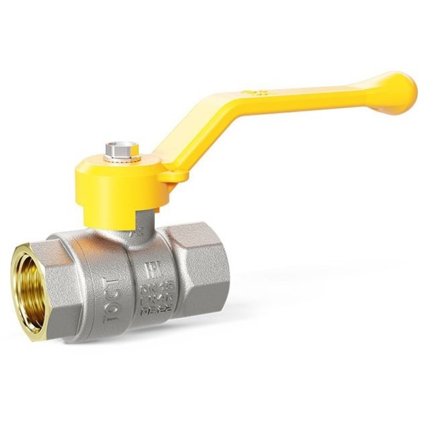 Кран латунный шаровой LD Pride GAS DN32 PN 25 никелированный рычаг муфта-муфта