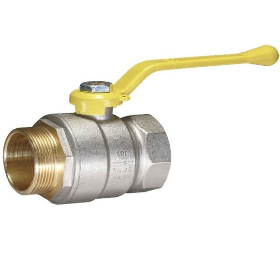 Кран латунный Temper серия 83 DN40 PN25 никелированный газовый рычаг м-шт ГОСТ Р 59553