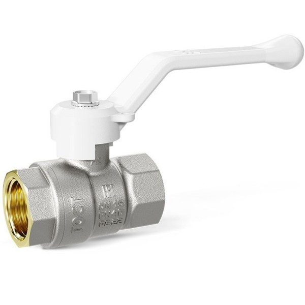 Кран латунный шаровой LD Pride 47.301 DN 15 PN 40 никелированный муфта-муфта рычаг белый