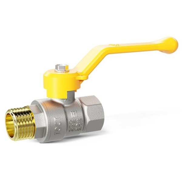 Кран латунный шаровой LD Pride GAS DN20 PN 40 никелированный рычаг муфта-штуцер