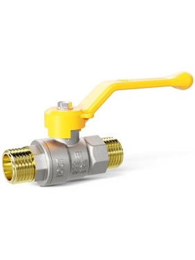 Кран латунный шаровой LD Pride GAS DN20 PN 40 никелированный рычаг штуцер-штуцер