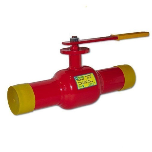 Кран стальной шаровой цельносварной 11с31п1 DN 100 PN 25 390мм стандартнопроходной приварной с ручкой BREEZE