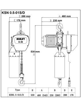ТАЛЬ ЦЕПНАЯ СТАЦИОНАРНАЯ OCALIFT 005-01S 0.5Т 12М