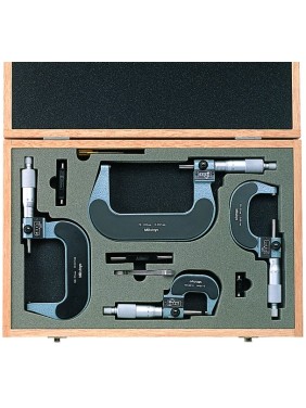 Набор микрометров 100 0,01 с мех.счетчиком (0-100) (4шт.), меры установочные(3 шт.) 193-902 Mitutoyo