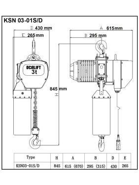 ТАЛЬ ЦЕПНАЯ СТАЦИОНАРНАЯ OCALIFT 03-01S 3Т 18М