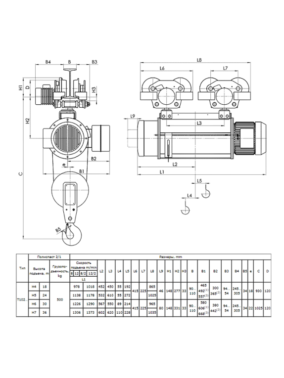 Таль электрическая передвижная 13 T10 272г.п. 0.5 т; в.п. 36 м; полиспаст 2/1; ск. пер. 20 м/мин; ск. под. 8 м/ мин; Темп. реж. -20 + 40;  У3;Напряжение 380 В; Класс защ. IP 54; Подвесной пульт управления.