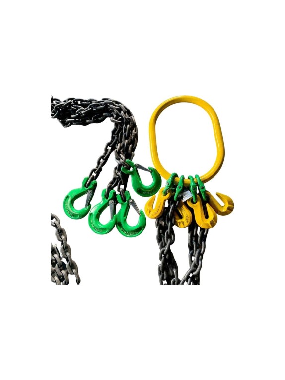 Четырехветвевой цепной строп ТРАСТ 4сц 6.7 тн, 5500 мм, с увеличенным звеном для автокрана, укоротители, 8 класс 4687203698980