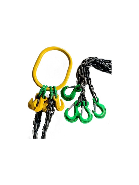 Четырехветвевой цепной строп ТРАСТ 4сц 6.7 тн, 5500 мм, с увеличенным звеном для автокрана, укоротители, 8 класс 4687203698980