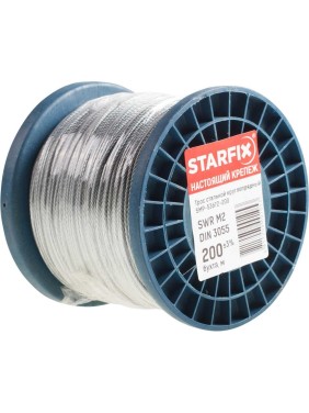 Круглопрядный стальной трос STARFIX М1, DIN 3055, бухта 200 м SMP-53671-200