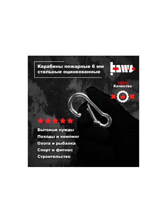 Пожарные карабины BOWT 6 мм, оцинкованные, DIN 5299с, 4 шт. B03415