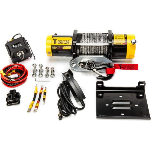 Электрическая лебедка с синтетическим тросом T-Max PRO 6000 12В W0428